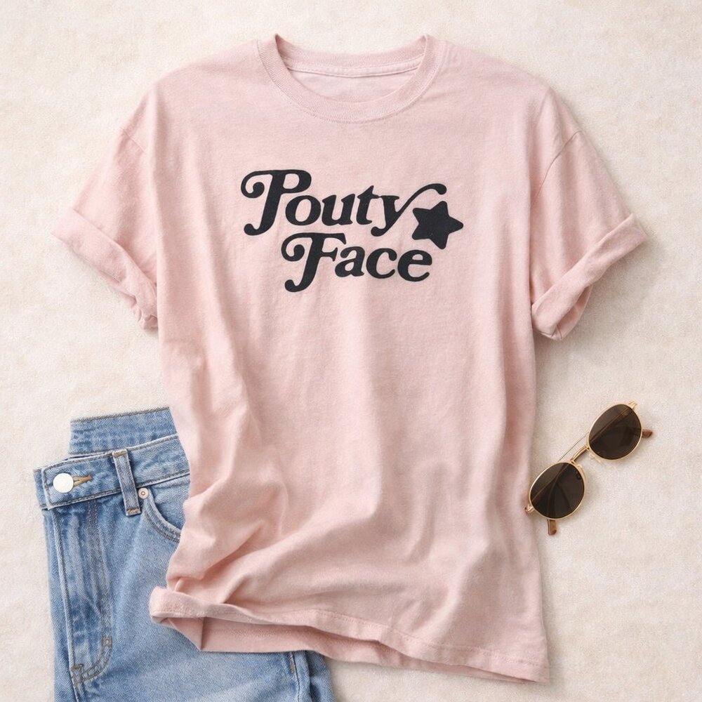 Vintage Y2K Baby Pink “Pouty Face” Graphic Tee XL | Cute Pink Baby Tee Y2K Top